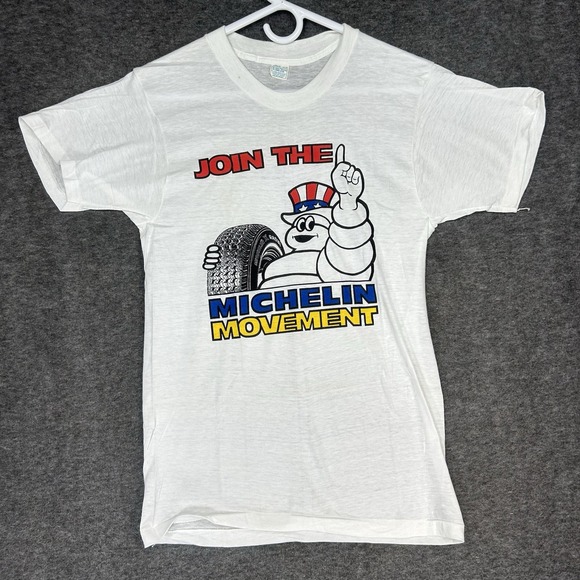 Vintage‎ Michelin Man Shirt Mens S (Tag M) Join The Michelin Movement Tires 70s
